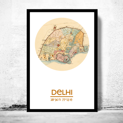 Delhi - city poster - city map poster print