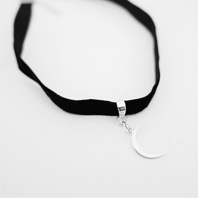 Crescent moon velvet choker
