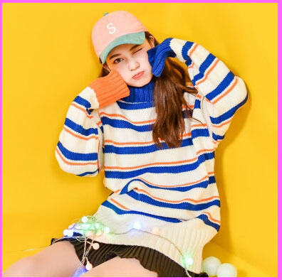 BLUE & ORANGE KNITTED SWEATER