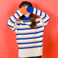 BLUE & ORANGE KNITTED SWEATER - Thumbnail 1