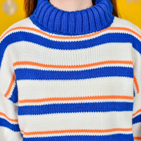 BLUE & ORANGE KNITTED SWEATER - Thumbnail 2