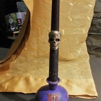 Day of the Dead Purple Sugar Skull Candelholder by Kat Anderson - Thumbnail 1