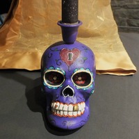 Day of the Dead Purple Sugar Skull Candelholder by Kat Anderson - Thumbnail 2