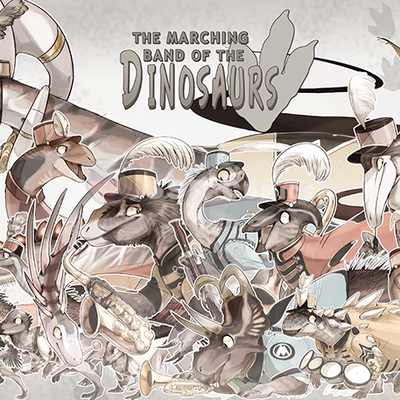 The marching band of the dinosaurs print
