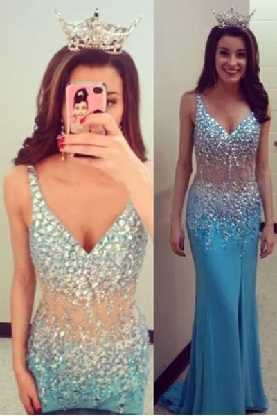 v-neck prom dress , sexy mermaid prom dress , side slit prom dress , handmade party cocktail dress , occasion dress , BD14133
