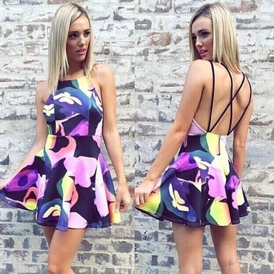 Fashion women backless dress 