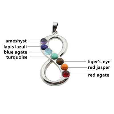 Reiki chakra healing moon cross beads silver pendant necklace - infinity, pentagram