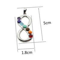 Reiki Chakra Healing Moon Cross Beads Silver Pendant Necklace - Infinity, Pentagram - Thumbnail 1