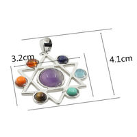 Reiki Chakra Healing Moon Cross Beads Silver Pendant Necklace - Infinity, Pentagram - Thumbnail 3