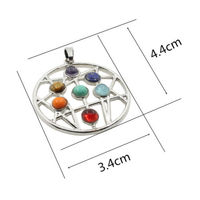 Reiki Chakra Healing Moon Cross Beads Silver Pendant Necklace - Infinity, Pentagram - Thumbnail 4