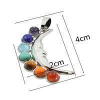 Reiki Chakra Healing Silver Pendant Necklace - Crescent Goddess , God-Man - Thumbnail 1