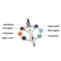 Reiki Chakra Healing Silver Pendant Necklace - Crescent Goddess , God-Man - Thumbnail 2