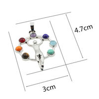 Reiki Chakra Healing Silver Pendant Necklace - Crescent Goddess , God-Man - Thumbnail 3