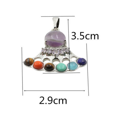 Reiki Chakra Healing Silver Pendant Necklace - Crown, Latin Cross