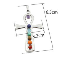 Reiki Chakra Healing Silver Pendant Necklace - Crown, Latin Cross - Thumbnail 3