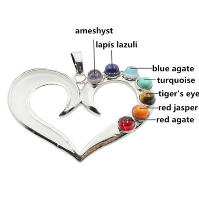 Reiki chakra healing silver pendant necklace - heart, yoga