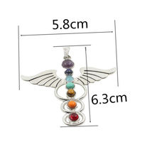 Reiki Chakra Healing Silver Pendant Necklace Angel Wings - Thumbnail 3