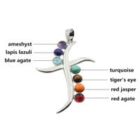 Reiki Chakra Healing Silver Pendant Necklace Angel Wings - Thumbnail 4