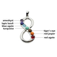 Reiki Chakra Healing Silver Pendant Necklace - Infinity, Tree of Life - Thumbnail 1