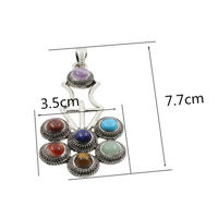 Reiki Chakra Healing Silver Pendant Necklace -  Vajra, Flower, Sword - Thumbnail 1