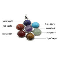 Reiki Chakra Healing Silver Pendant Necklace -  Vajra, Flower, Sword - Thumbnail 3