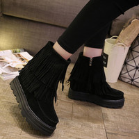 Grind Arenaceous Increased New Winter Snow Boots Flat Tassel Boots - Thumbnail 2