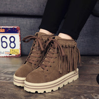 Increased Grind Arenaceous New Winter Boots Tassel Boots - Thumbnail 3