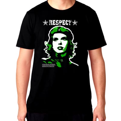 Respect - green on black t - by psychological industries