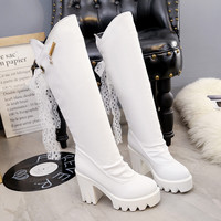 Increased 2016 New Fashion Boots Thick Metal Bow Slope Martin Boots - Thumbnail 2