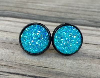 14mm Aqua Studs with Black Setting