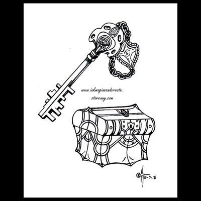 Coloring poster: gothic key