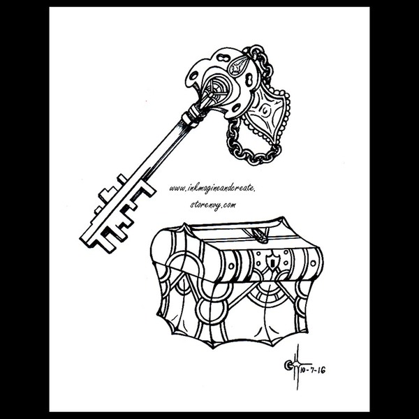 Coloring Poster: Gothic Key