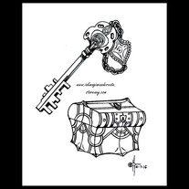 Coloring Poster: Gothic Key