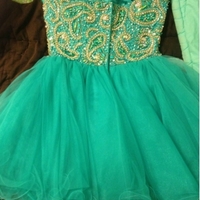Lovely Green Tulle Short Beaded Prom Dresses, Homecoming Dresses, Short Party Dresses - Thumbnail 1