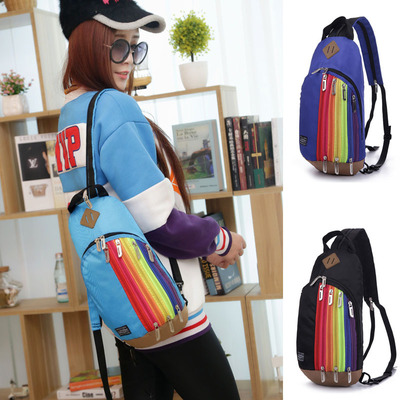 New backpack fashion rainbow chest knapsack korea girl backpack amphibious bag