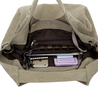 New Fashion Canvas Bag Handbag Large Capacity Shoulder Bag - Thumbnail 4