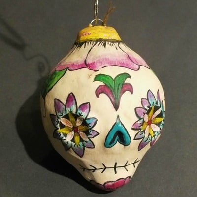 Day of the dead "floral skull" hanging or ornament by kat anderson - Thumbnail 1
