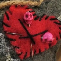 "LIttle Buttheads" hand made Voodoo Doll with pink pins by Kat Anderson - Thumbnail 1