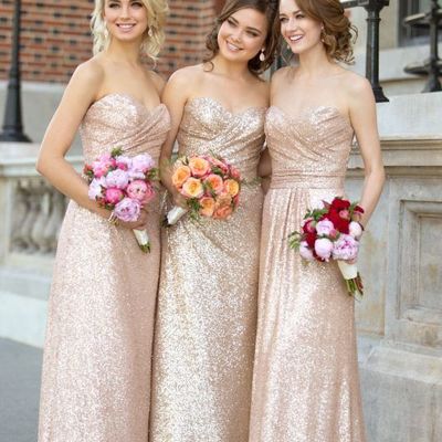Sequin bridesmaid dresses, sweetheart bridesmaid dresses, gold bridesmaid dresses, strapless bridesmaid dresses, tulle bridesmaid dresses,bds00009 - Thumbnail 3