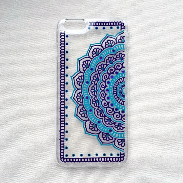Hand Painted Henna Phone Case iPhone 7 Mandala Clear Case Samsung Galaxy Note LG Sony Xperia Case Art Hand Drawn 