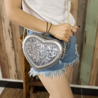 Heart Shape handbag Lovely Golden Sequins Chain Bag Fashion Shoulder Bag Messenger Bag - Thumbnail 1