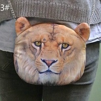 3D Lion Tiger Leopard Printed Shoulder Bag Chain Bag Women Makeup Bag - Thumbnail 3
