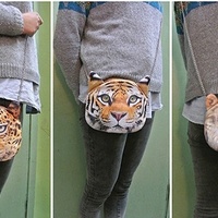 3D Lion Tiger Leopard Printed Shoulder Bag Chain Bag Women Makeup Bag - Thumbnail 4