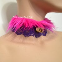 Cheshire Cat Fur Bell Choker Alice In wonderland bra Costume Cosplay Dance Costume Rave Bra Rave Wear Halloween - Thumbnail 4