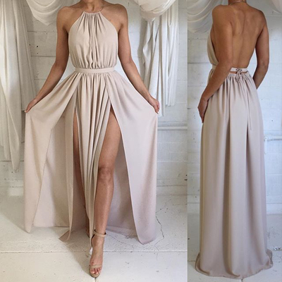 Simple a-line long prom dress, formal dresses - Thumbnail 4
