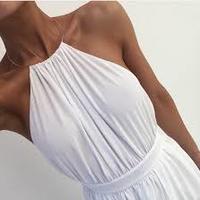 White A-line long prom dress, formal dresses - Thumbnail 2