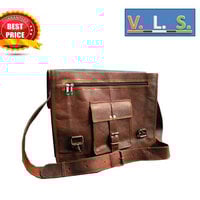 Pure genuine leather messenger satchel 16" vintage bag for Unisex SALE laptop flap shoulder bag cross body bag for Unisex Messenger Bags - Thumbnail 1