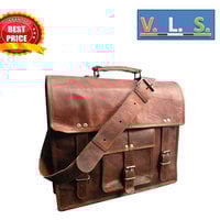 Pure genuine leather messenger satchel 16" vintage bag for Unisex SALE laptop flap shoulder bag cross body bag for Unisex Messenger Bags - Thumbnail 2