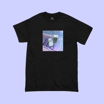 Unisex japanese swimming pool and arizona green tea t shirt in black