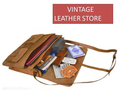 Leather messenger bag handmade 18 inch twin pocket cross body/ laptop bag/ macbook bag/ retro satchel/ shoulder bag